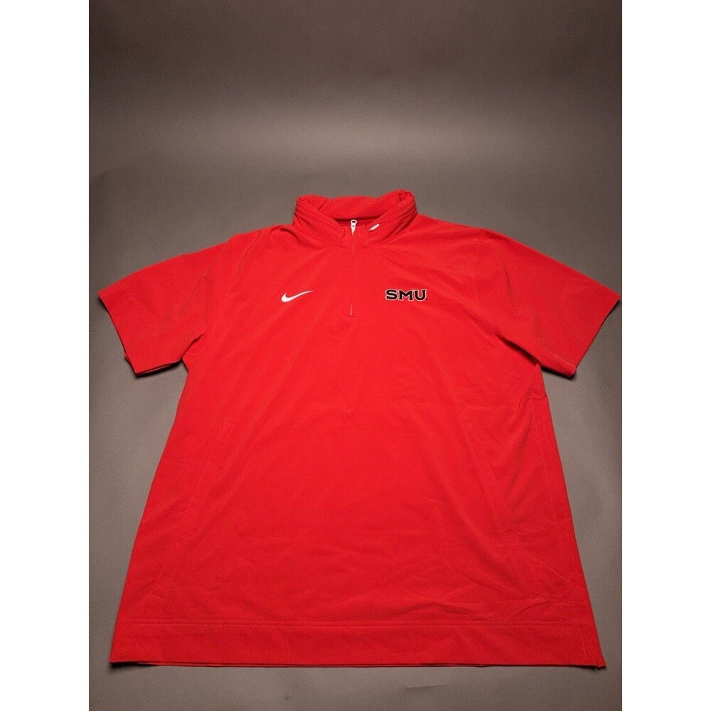 SMU Mustangs Nike Pullover Men's Red Baseball Coach Collar Zip Hoodie Size XL